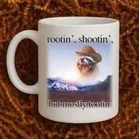 Rootin Shootin But Mostly Tootin Cowboy Raccoon Word Art Coffee Mug thumb 2