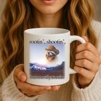 Rootin Shootin But Mostly Tootin Cowboy Raccoon Word Art Coffee Mug thumb 3