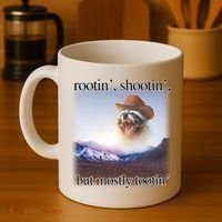 Rootin Shootin But Mostly Tootin Cowboy Raccoon Word Art Coffee Mug thumb 4