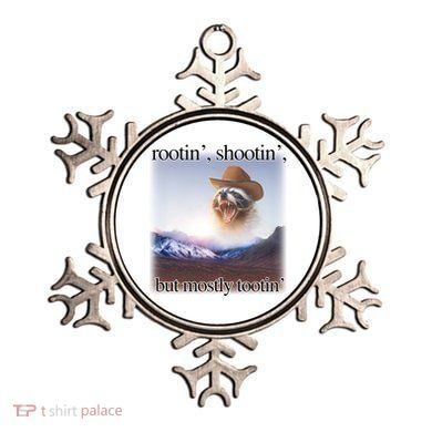 Rootin Shootin But Mostly Tootin Cowboy Raccoon Word Art Ornament