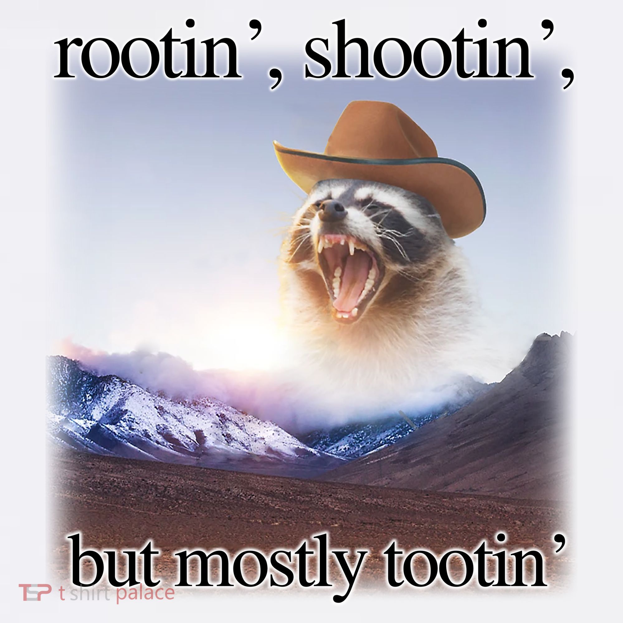 Rootin Shootin But Mostly Tootin Cowboy Raccoon Word Art Women's Tank Top