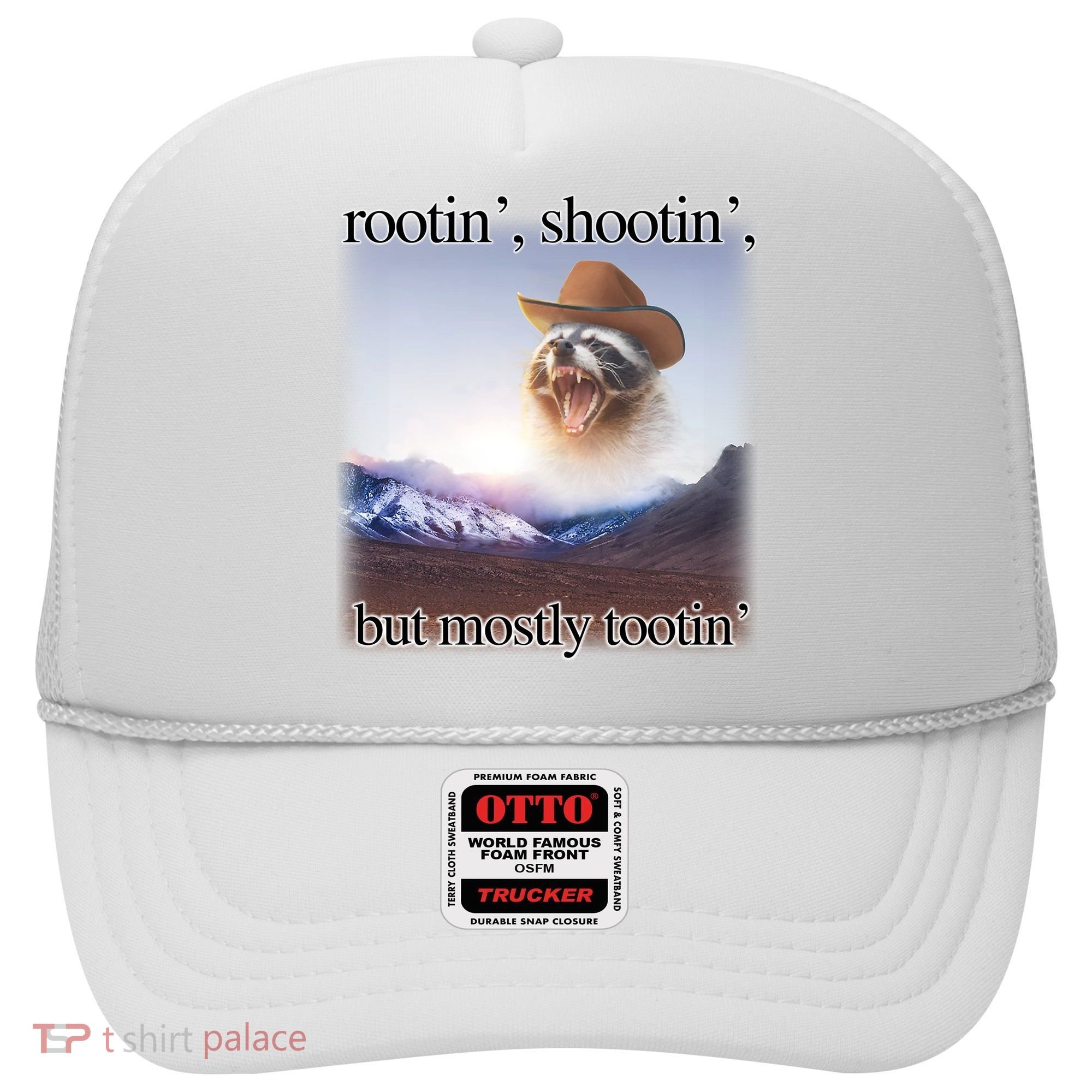 Rootin Shootin But Mostly Tootin Cowboy Raccoon Word Art Hat