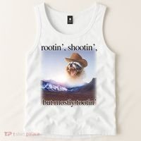Rootin Shootin But Mostly Tootin Cowboy Raccoon Word Art Tank Top thumb 2