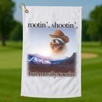 Rootin Shootin But Mostly Tootin Cowboy Raccoon Word Art Golf Towel thumb 1