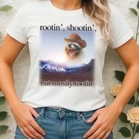Rootin Shootin But Mostly Tootin Cowboy Raccoon Word Art Women's T-Shirt thumb 2