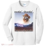 Rootin Shootin But Mostly Tootin Cowboy Raccoon Word Art Kids Long Sleeve Shirt thumb 0