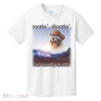 Rootin Shootin But Mostly Tootin Cowboy Raccoon Word Art Kids T-Shirt thumb 0