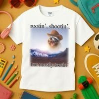 Rootin Shootin But Mostly Tootin Cowboy Raccoon Word Art Kids T-Shirt thumb 3