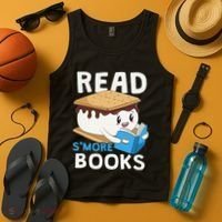 Read Smore Books Camping Bookworm Boy Cute Librarian Smores Tank Top thumb 4