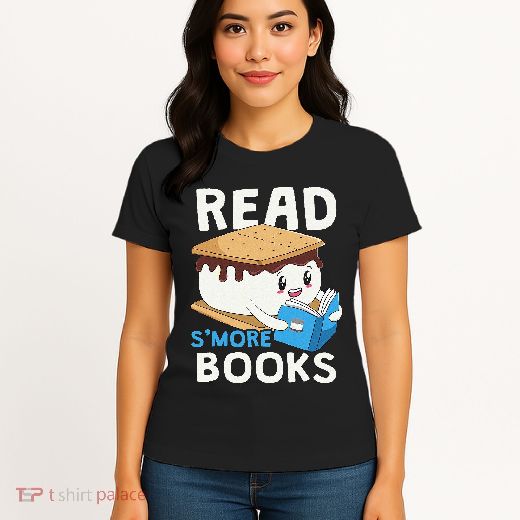 Read Smore Books Camping Bookworm Boy Cute Librarian Smores Women's T-Shirt