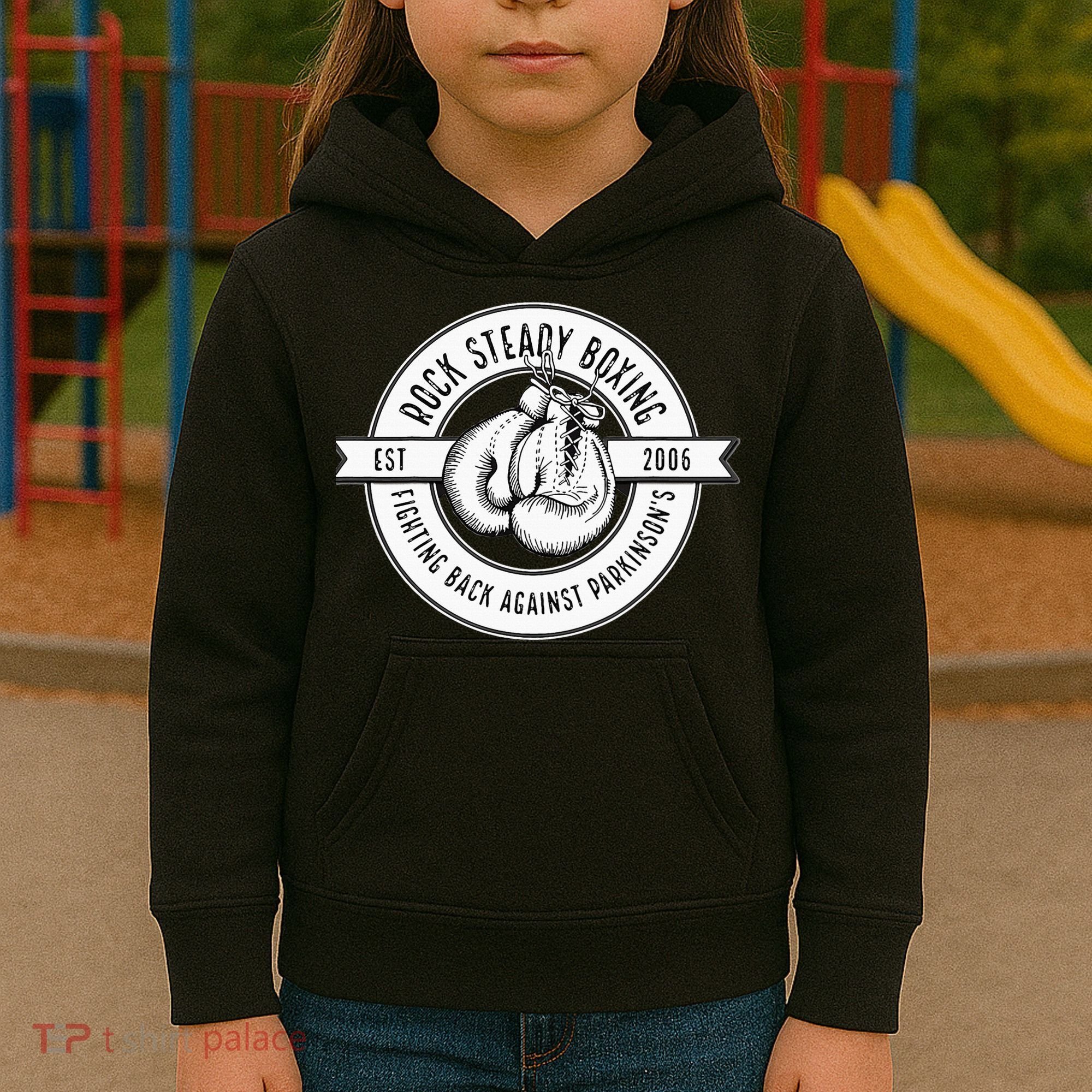 Rock Steady Boxing Fighting Back Against Parkinson Est 2006 Kids Hoodie