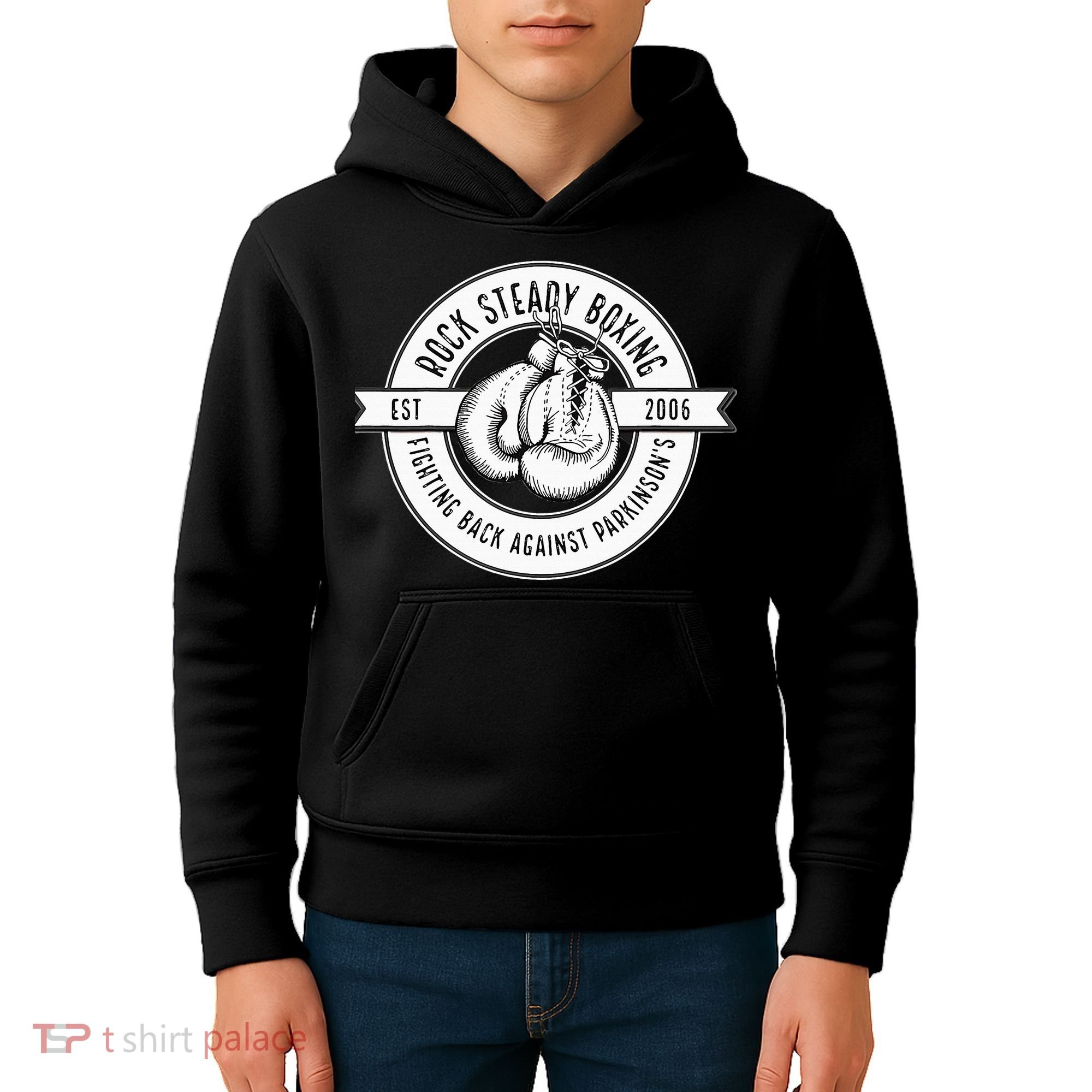 Rock Steady Boxing Fighting Back Against Parkinson Est 2006 Kids Hoodie