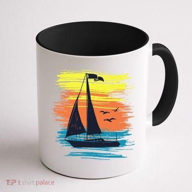 Retro Sail Boat Sailing Graphic Coffee Mug back