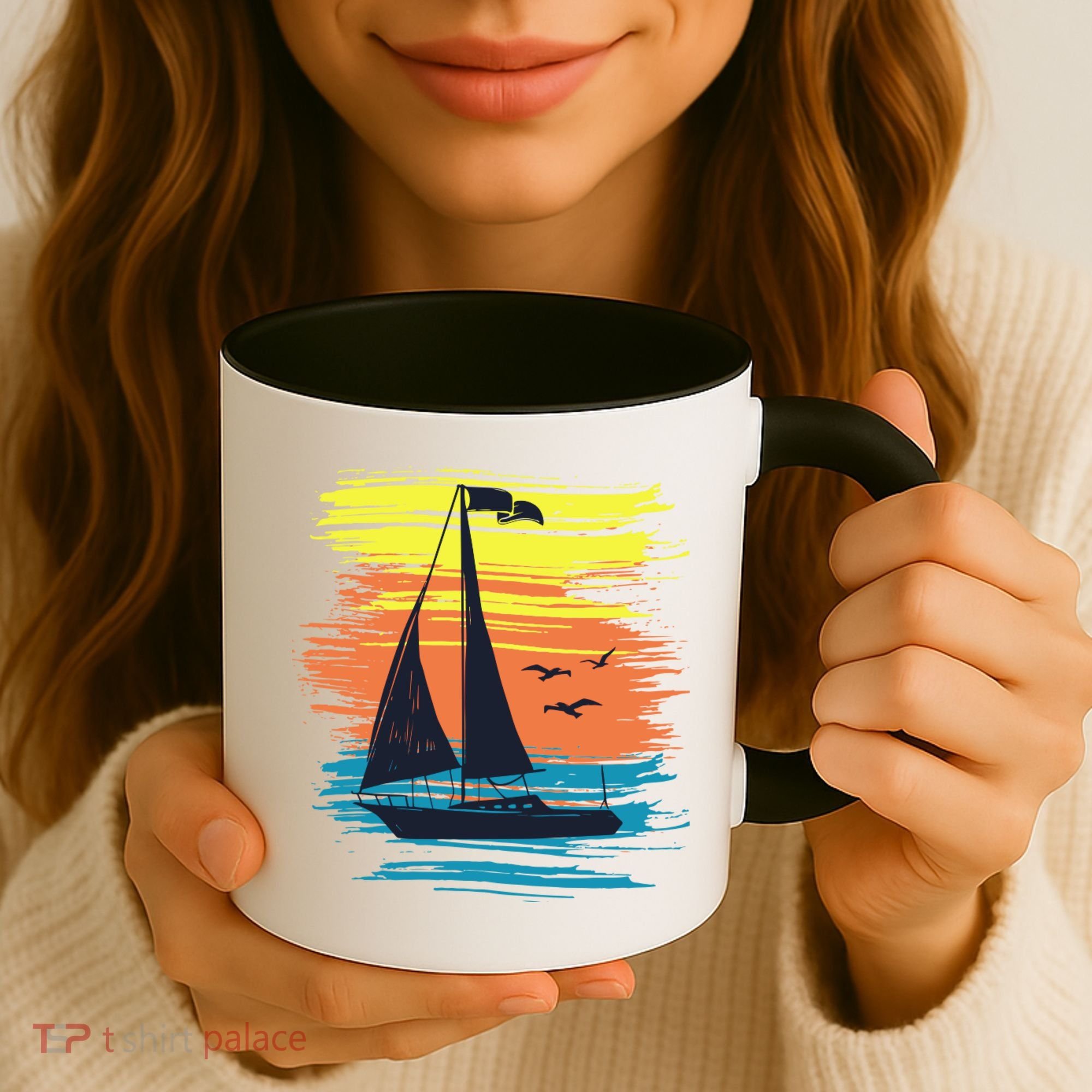 Retro Sail Boat Sailing Graphic Coffee Mug