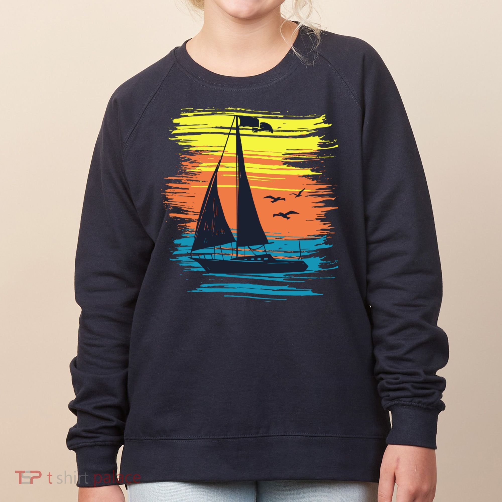 Retro Sail Boat Sailing Graphic Women's Sweatshirt