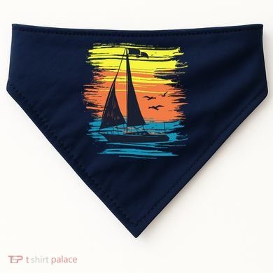 Retro Sail Boat Sailing Graphic USA-Made Doggie Bandana