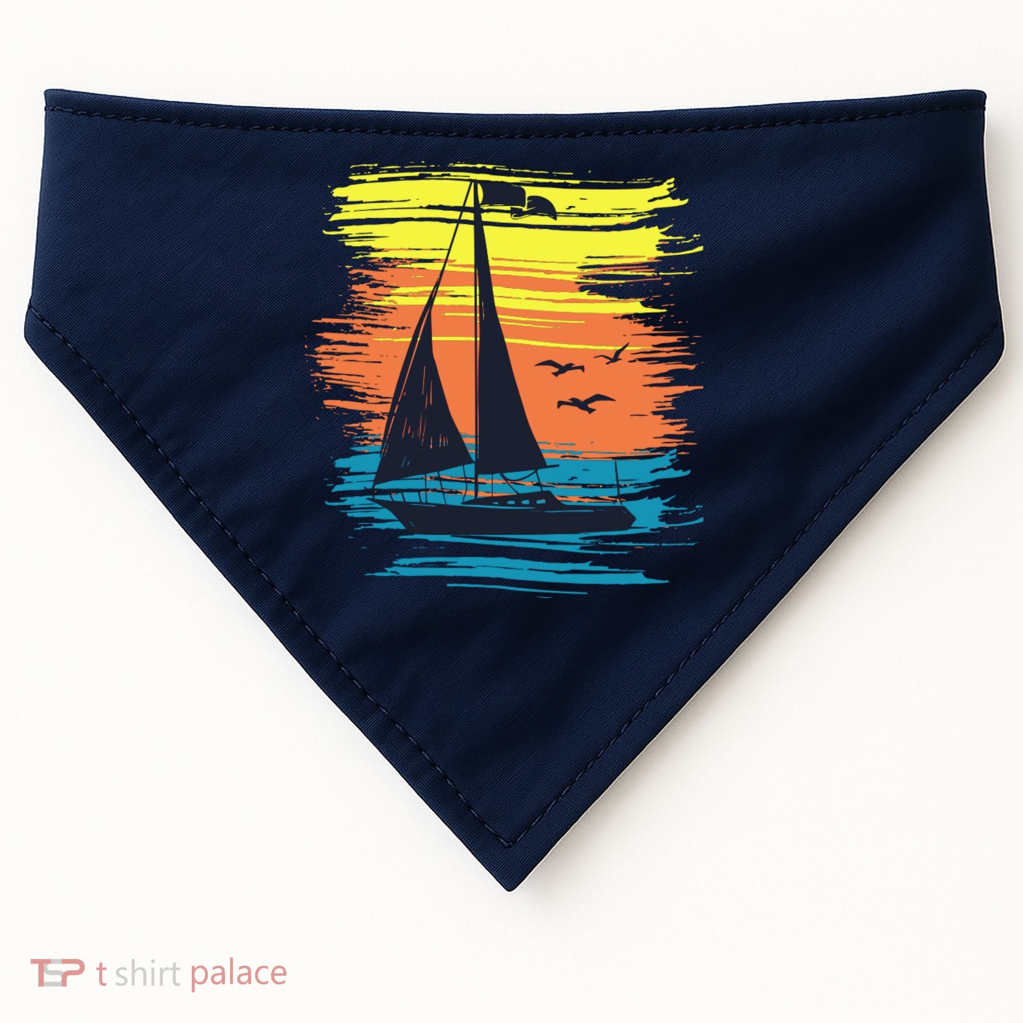 Retro Sail Boat Sailing Graphic USA-Made Doggie Bandana