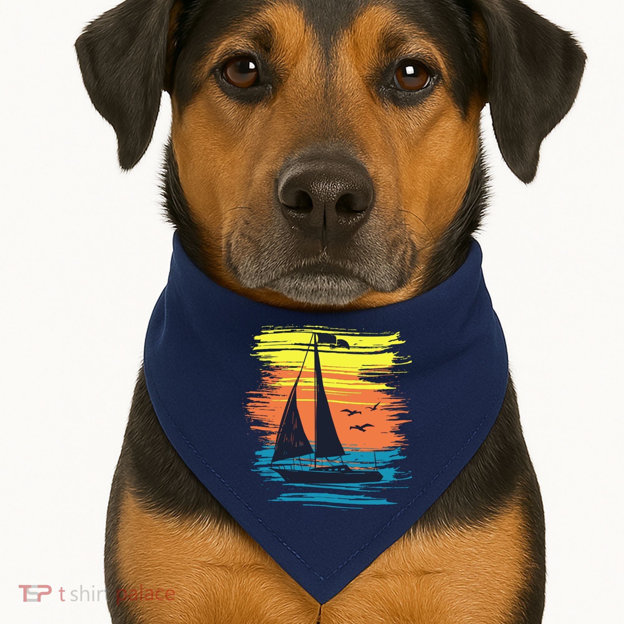 Retro Sail Boat Sailing Graphic USA-Made Doggie Bandana