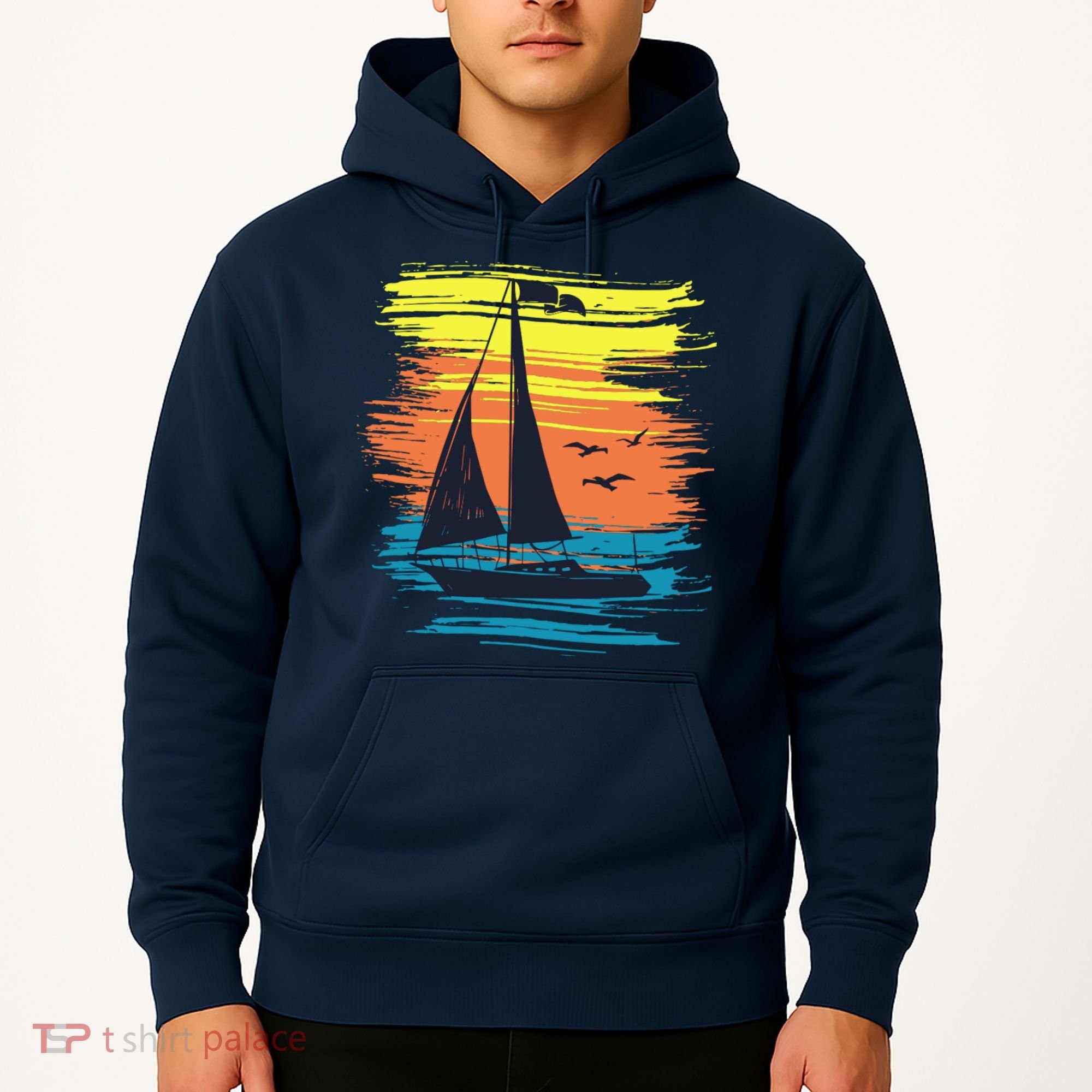 Retro Sail Boat Sailing Graphic Hoodie