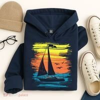 Retro Sail Boat Sailing Graphic Hoodie thumb 4