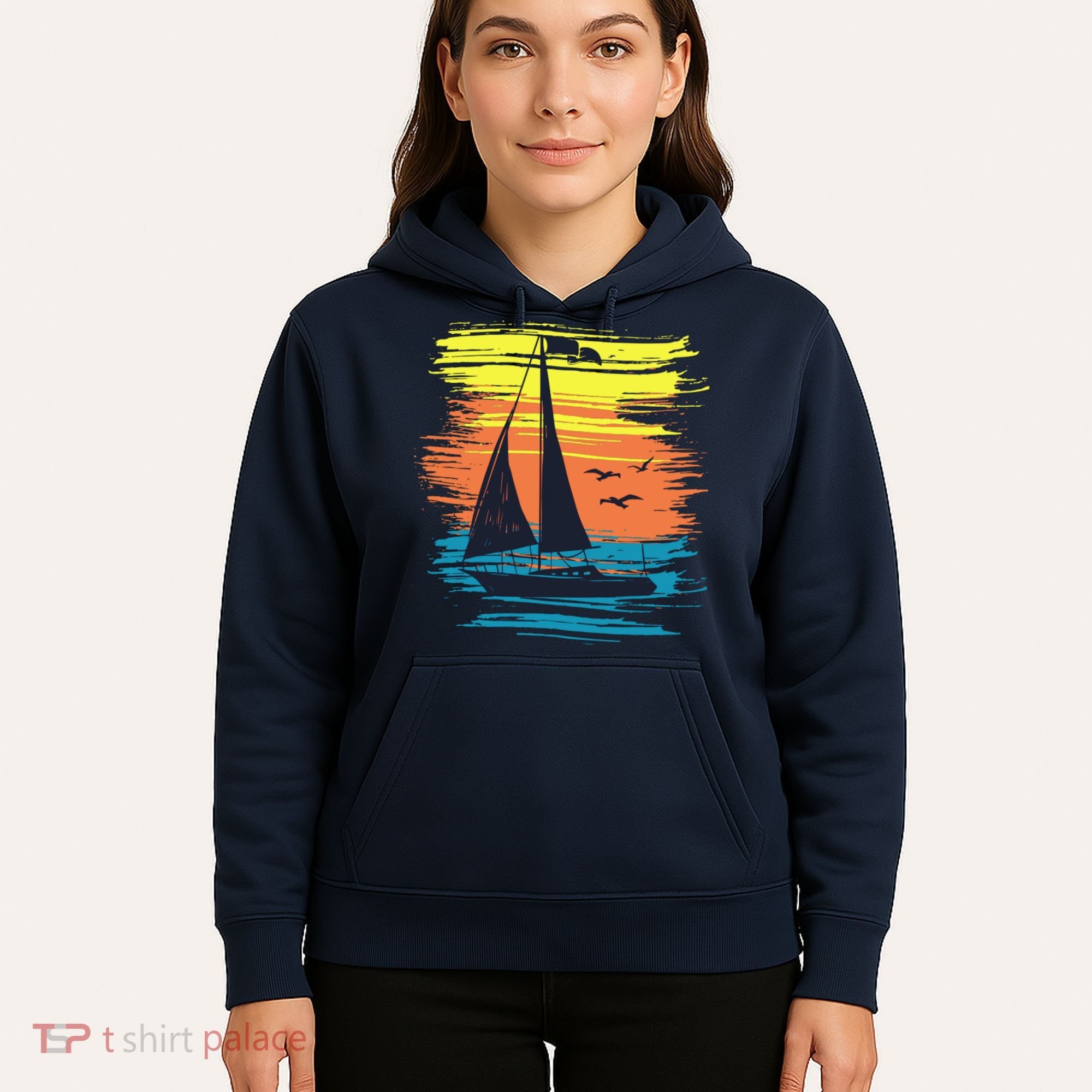 Retro Sail Boat Sailing Graphic Hoodie