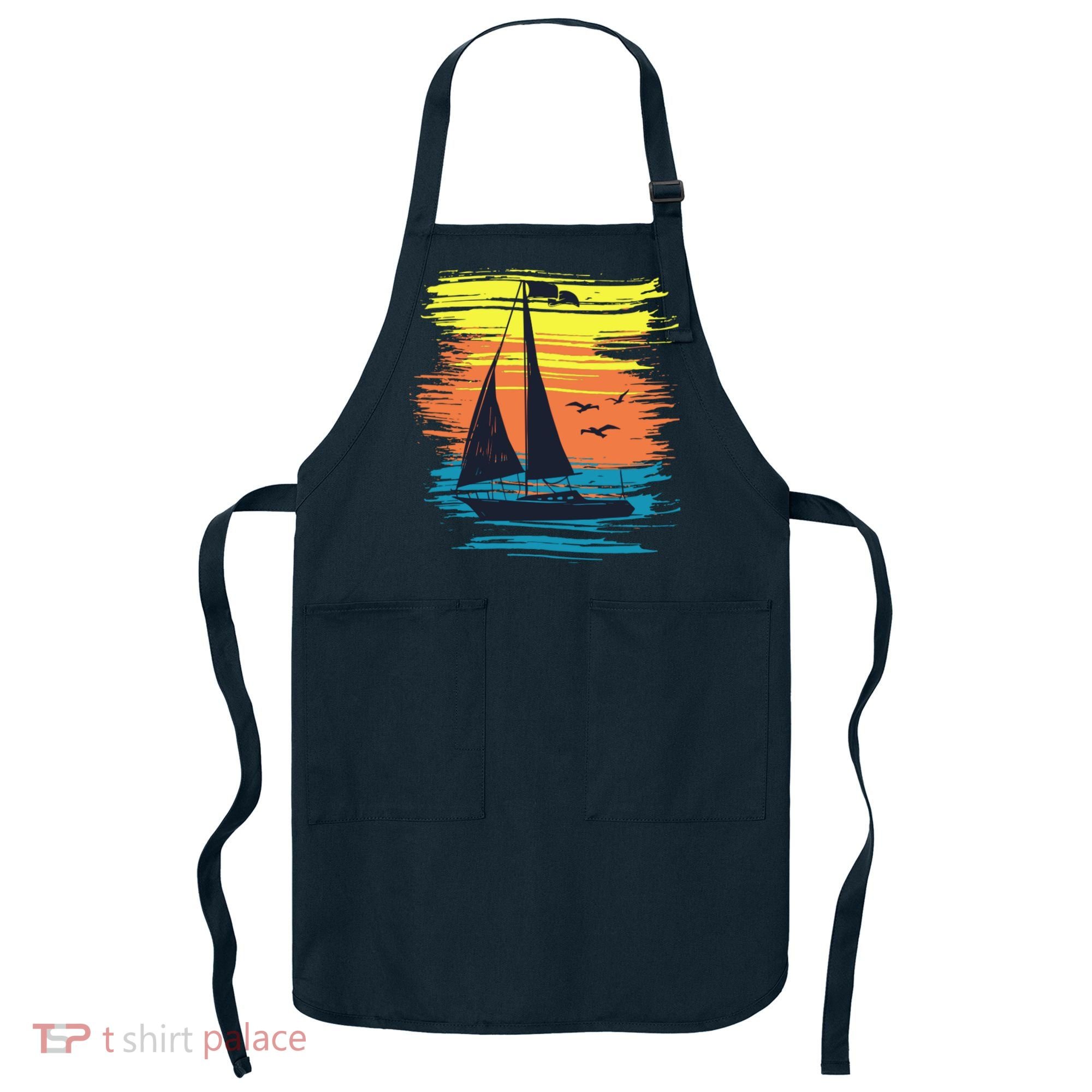 Retro Sail Boat Sailing Graphic Apron