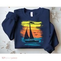 Retro Sail Boat Sailing Graphic Sweatshirt thumb 2
