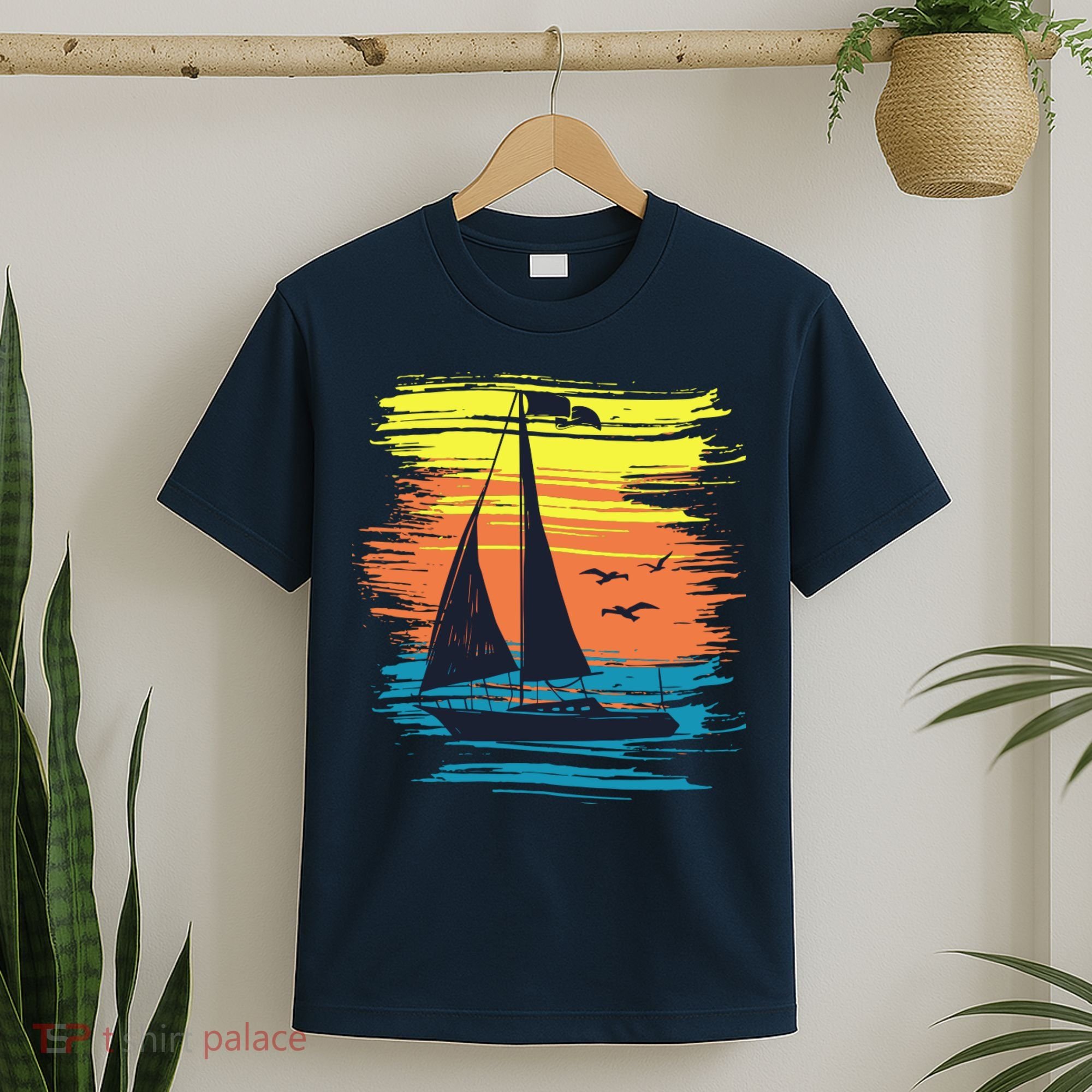 Retro Sail Boat Sailing Graphic T-Shirt