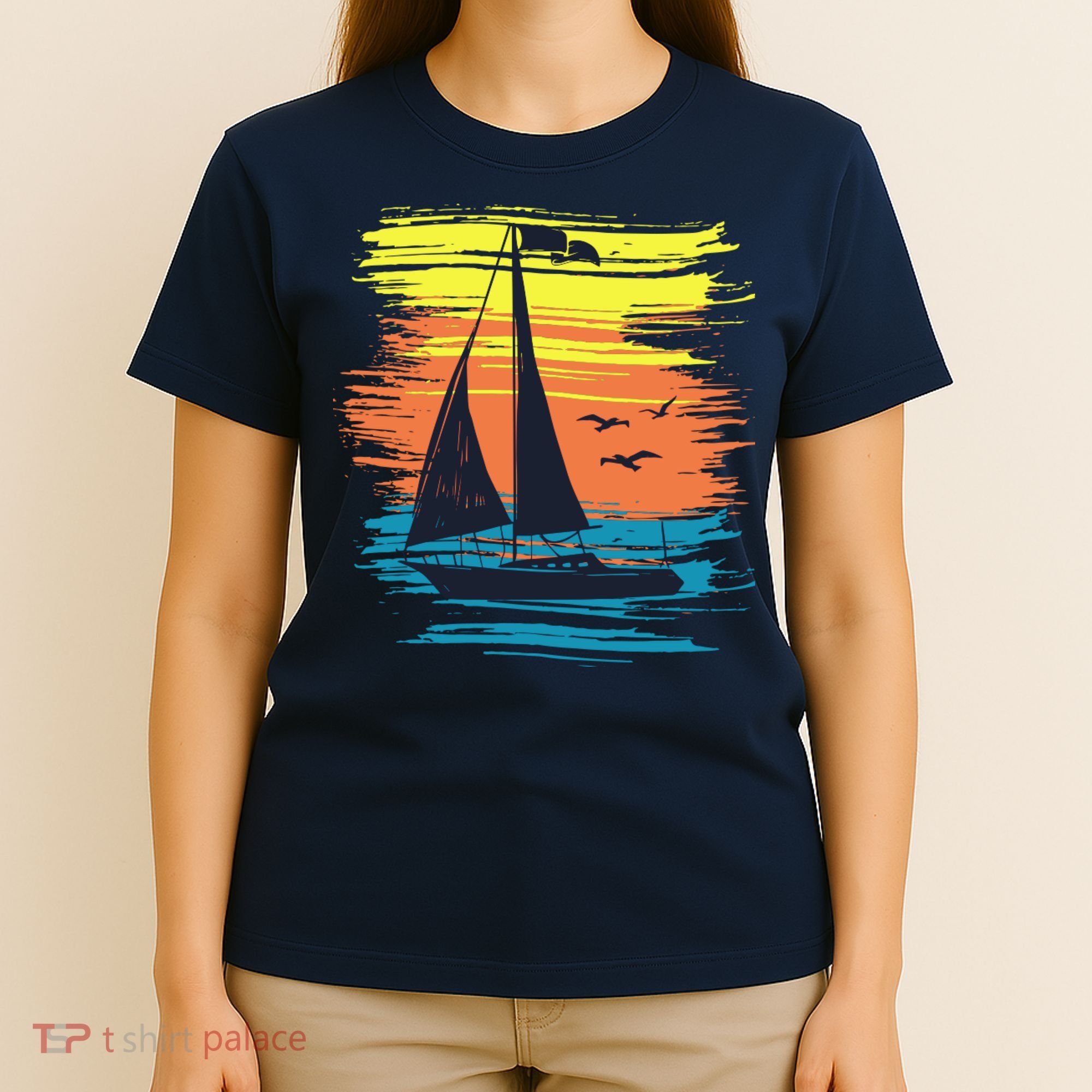 Retro Sail Boat Sailing Graphic T-Shirt