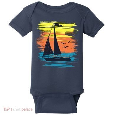 Retro Sail Boat Sailing Graphic Baby Bodysuit