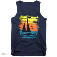 Retro Sail Boat Sailing Graphic Tank Top thumb 0