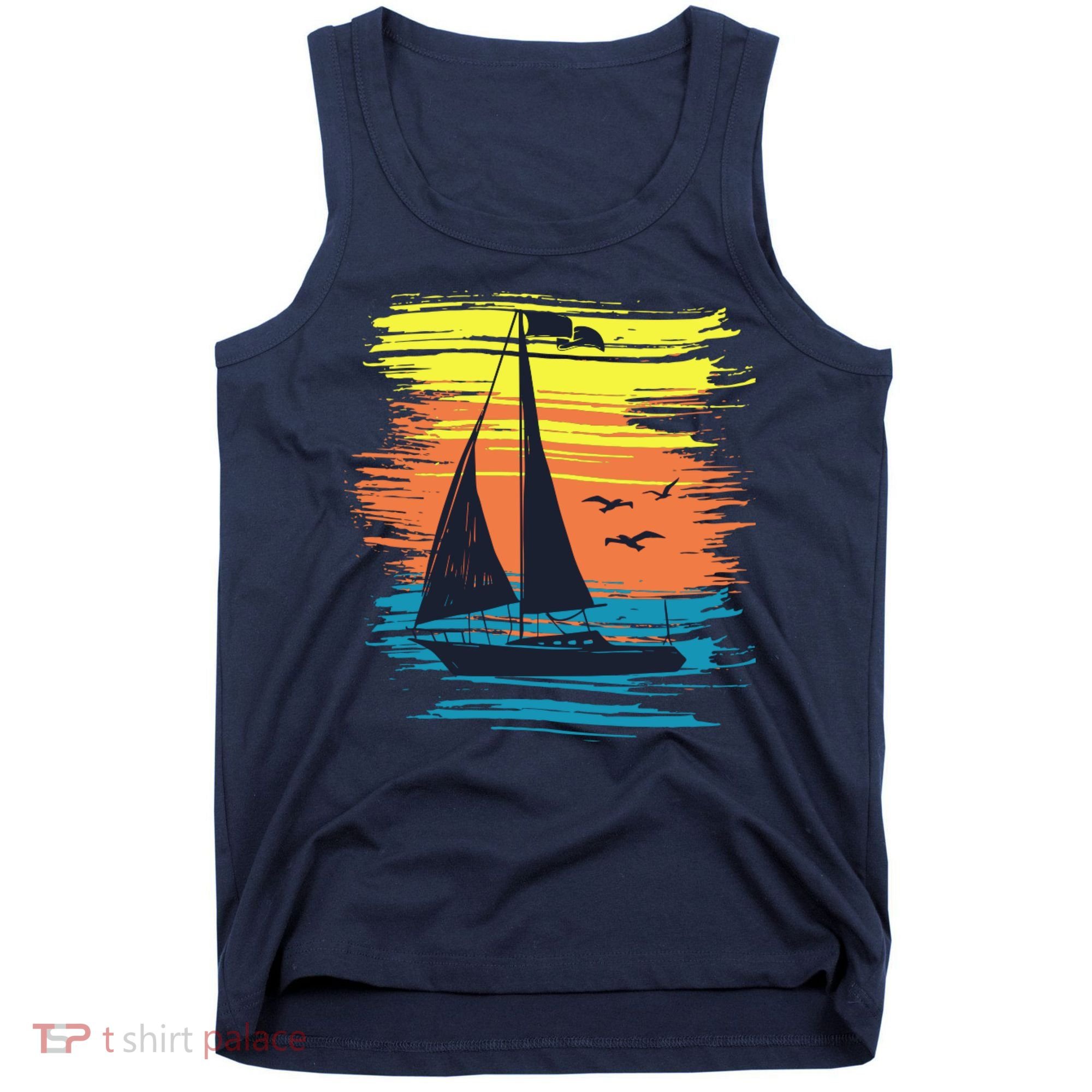 Retro Sail Boat Sailing Graphic Tank Top