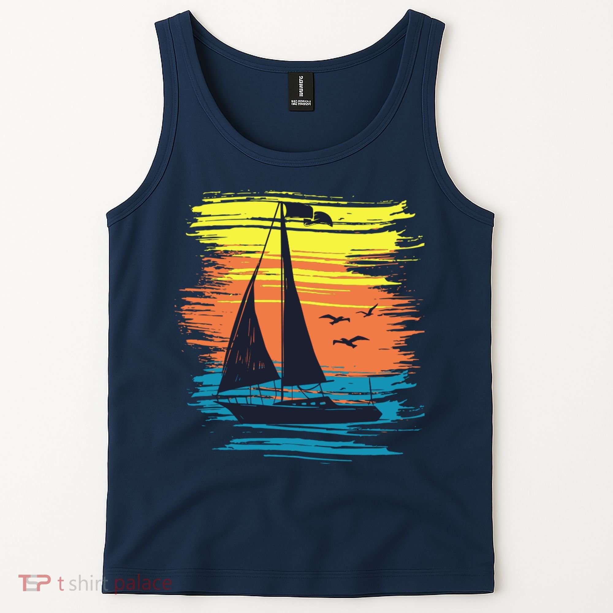 Retro Sail Boat Sailing Graphic Tank Top