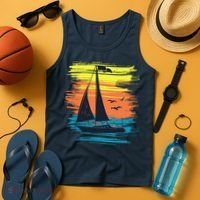 Retro Sail Boat Sailing Graphic Tank Top thumb 4