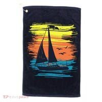 Retro Sail Boat Sailing Graphic Golf Towel thumb 0