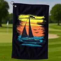 Retro Sail Boat Sailing Graphic Golf Towel thumb 1