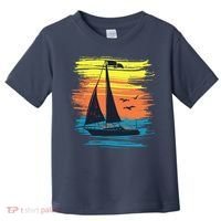 Retro Sail Boat Sailing Graphic Toddler T-Shirt thumb 0