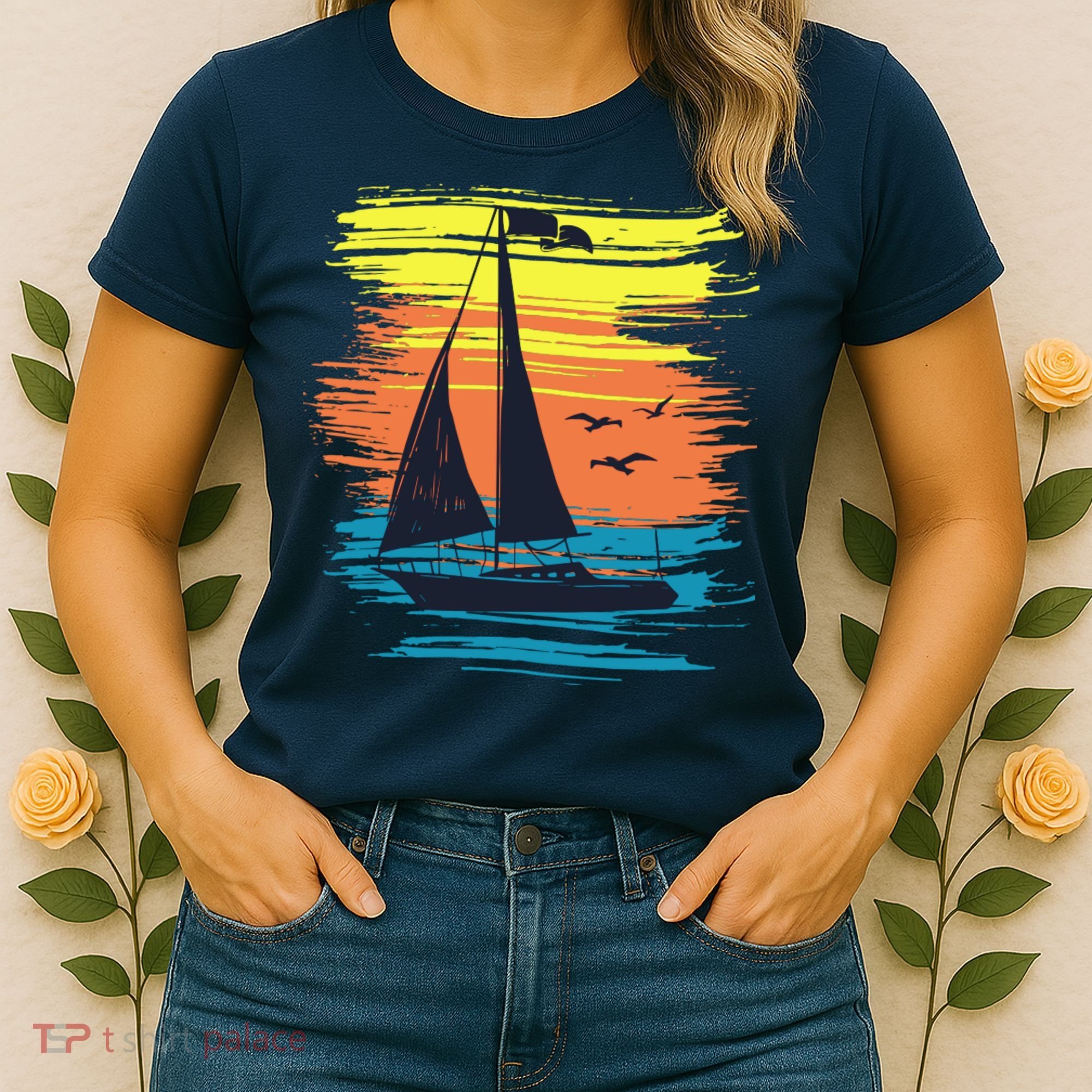 Retro Sail Boat Sailing Graphic Women's T-Shirt