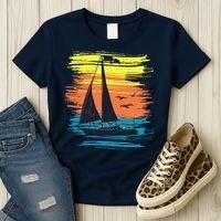 Retro Sail Boat Sailing Graphic Women's T-Shirt thumb 3