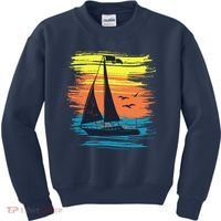 Retro Sail Boat Sailing Graphic Kids Sweatshirt thumb 0