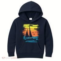Retro Sail Boat Sailing Graphic Kids Hoodie thumb 0