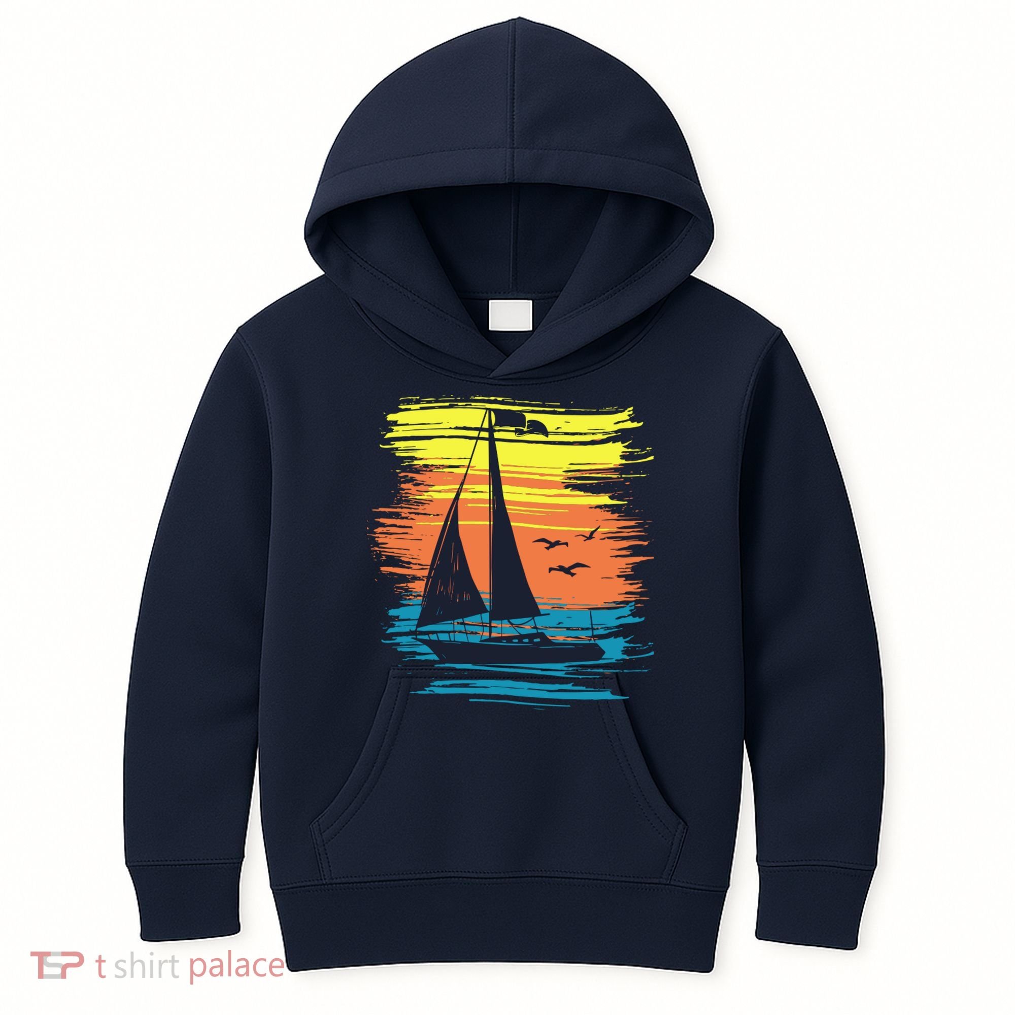 Retro Sail Boat Sailing Graphic Kids Hoodie