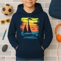 Retro Sail Boat Sailing Graphic Kids Hoodie thumb 2