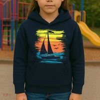 Retro Sail Boat Sailing Graphic Kids Hoodie thumb 3