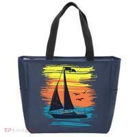 Retro Sail Boat Sailing Graphic Tote Bag thumb 0