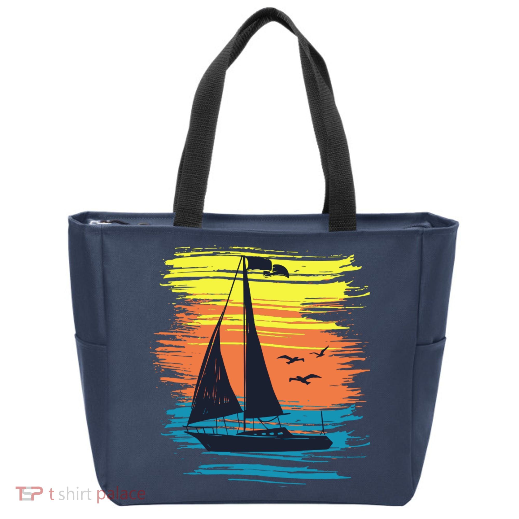 Retro Sail Boat Sailing Graphic Tote Bag