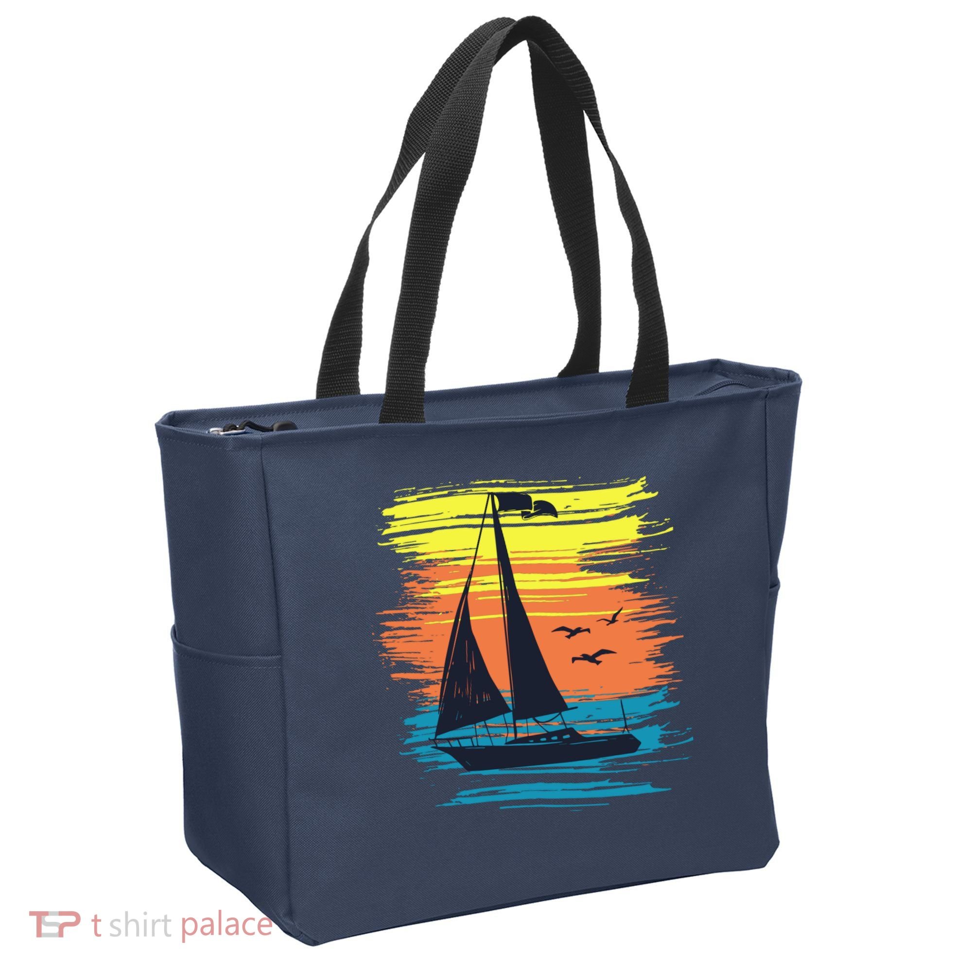 Retro Sail Boat Sailing Graphic Tote Bag