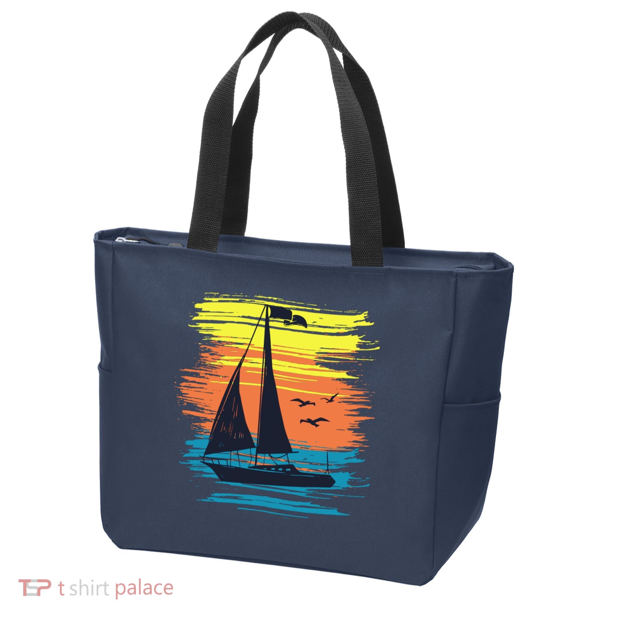 Retro Sail Boat Sailing Graphic Tote Bag