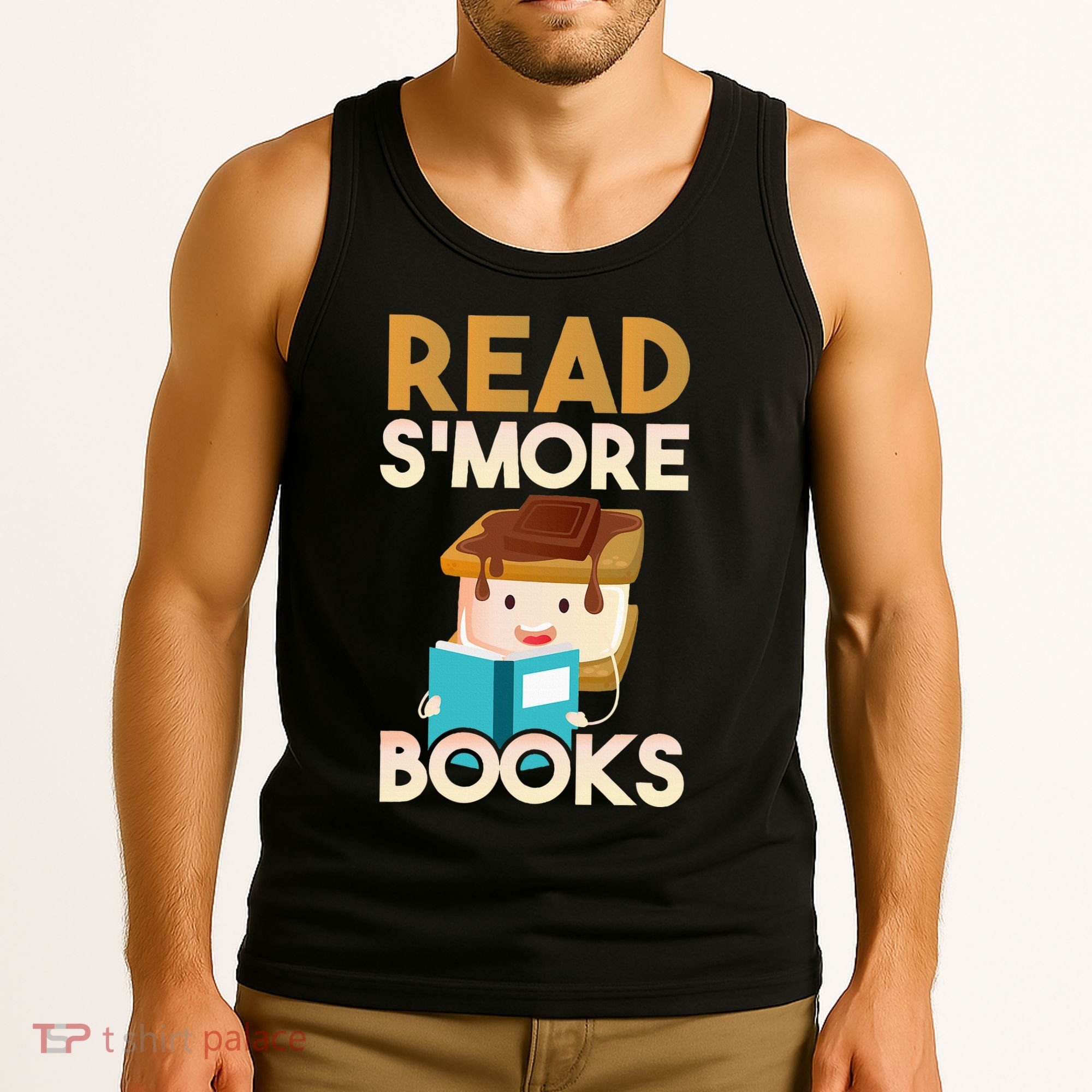 Read SMore Books Camping Bookworm Boy Cute Librarian Tank Top