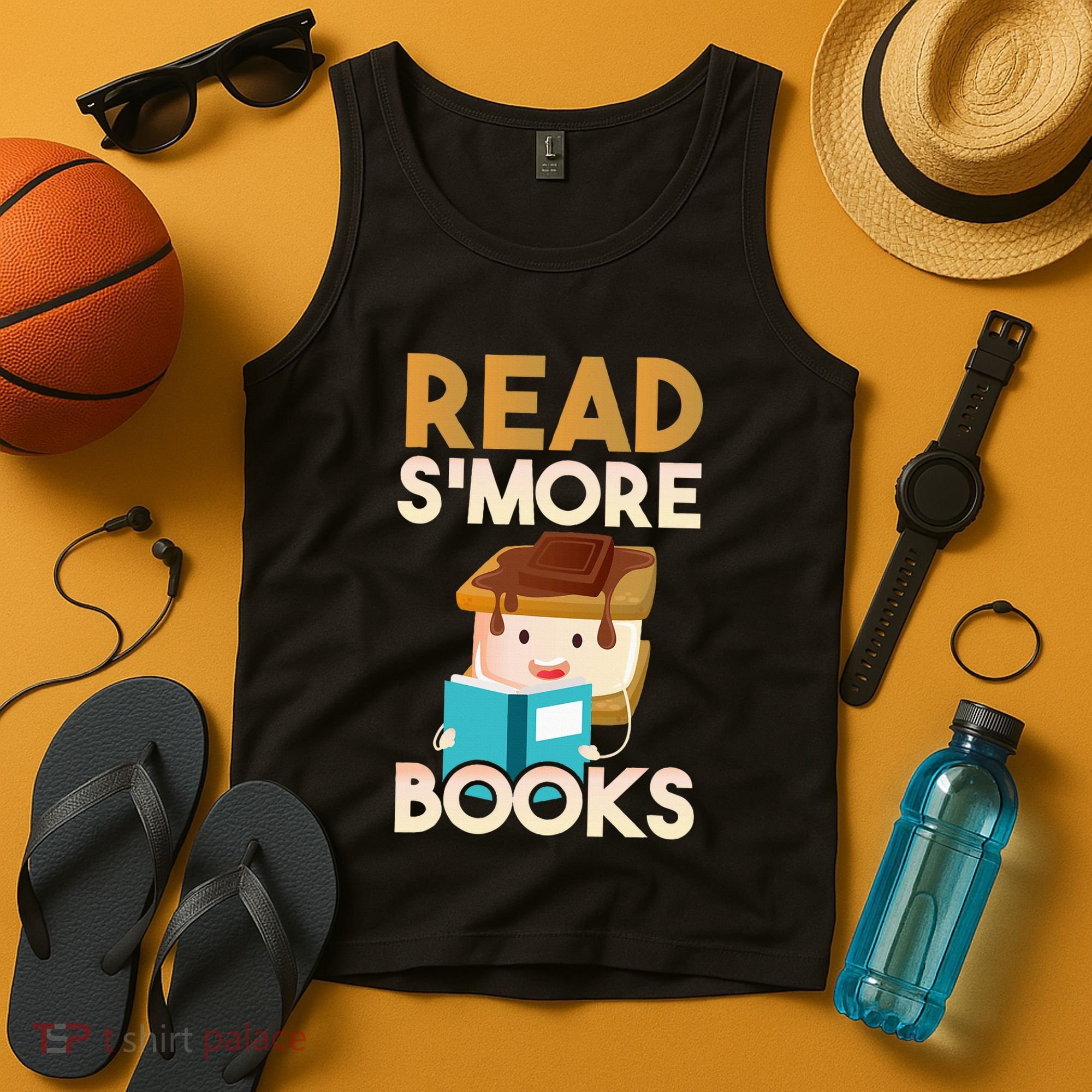 Read SMore Books Camping Bookworm Boy Cute Librarian Tank Top